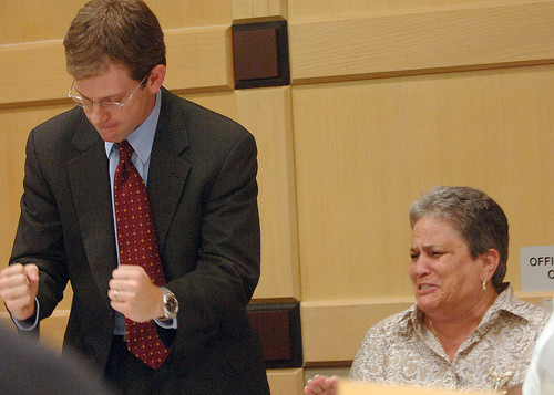 David Markus and his client at the not guilty verdict in State of Florida v. Gale Fontaine (alleged gambling prosecution).